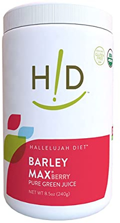 Hallelujah Diet Organic BarleyMax - Barley and Alfalfa Green Juice Powder, Berry Flavor, 8.5 Ounces, 60 Day Supply, USDA Certified Organic, Non GMO, Vegan, Gluten Free