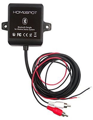 Bluetooth Marine Receiver Adapter Waterproof by HomeSpot Stereo Head Units for Marine Yacht, Boats Vehicles Cars, Motorcycles, ATV, Bath (Built-in with Ground Noise Isolator)