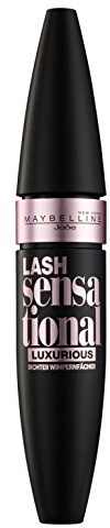 Maybelline New York Schwarze Wimperntusche für Volumen und Definition, Lash Sensational Luxurious Mascara, Black (Schwarz), 1 x 9,5 ml