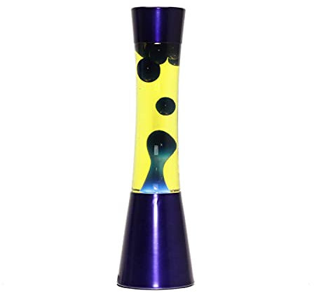 Licht-Erlebnisse Lampada in vetro lava Alluminio Blu Giallo Sala giovani Sala feste H:39,5 cm G9 max. 30 Watt incl. lampadina Lampada da tavolo Retro RINGO