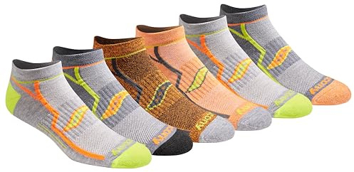 Saucony Men's Multi-Pack Bolt Performance Comfort Fit No-Show Socks, Orange (6 Pair), Shoe Size: 8-12