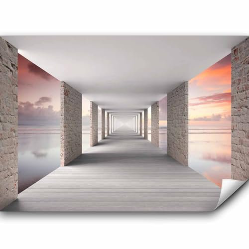 murando Fototapete selbstklebend 3d Effekt 294x210cm Foto Tapete Tapetenfolie Möbelfolie Wandverkleidung Wandtapete Motivtapeten Bildtapete Wohnzimmer 3d Effekt Modern Strand Meer Himmel c-C-0005-a-d