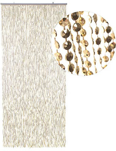 HAB & GUT -DV0247- Türvorhang MINI DIAMANTEN 90 x 200 cm Gold Insektenschutz Perlen Pailettenvorhang