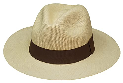 Borges & Scott Der Hudson - Fedora Panamahut - Weiß mit schwarzem Band - Rollbarer und Leichter Original Panama Hut