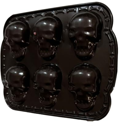 Tsuchiya 3D Totenkopf Kuchenform Halloween Schädelform Backform aus Aluminium Backbleche für DIY Halloween, Schokolade, Süßigkeiten, Gelee
