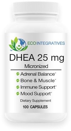 BioInnovations Pharmacal EcoIntegratives Micronized for Superior Absorption DHEA 25mg Derived from Wild Yam Support Immune Health, Brain, Bones, Muscles - 100 Capsules