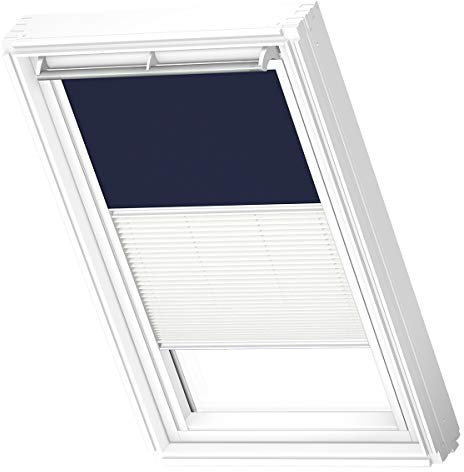 VELUX Original Dachfenster Duo Verdunkelungsrollo für MK08, Dunkelblau, mit weißer Führungsschiene