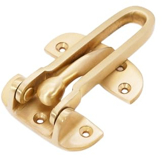 Door Security Chain Restrictor Strong Safety Lock Guard Catch Latch with Screws (Satin Brass)