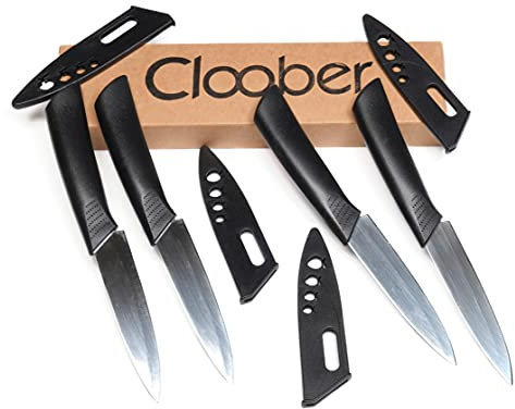 Cloober - Juego Cuchillos Cocina con Funda Individual, Tamaño Perfecto para Cortar Verdura y Frutas, Fácil Transporte Fuera de Casa, Camping, Playa, Caravanas, etc.