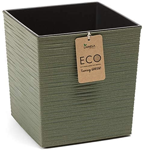 Easy Shopping Eco Chisel Plant Pot Indoor Home Outdoor Garden Square Flower Planter Made from Recycled Plastic & Wood, Weatherproof and durable (Green, Square Small)
