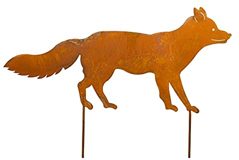 Blümelhuber - Edelrost Dekofigur Fuchs Gartenstecker Metall - Waldtiere als Rost Deko für Garten - Naturrost als Außen Dekoration