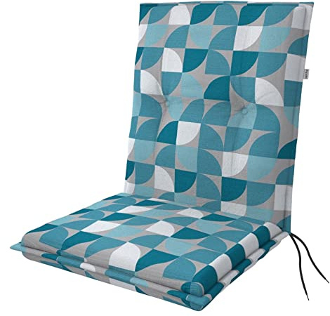 Doppler Auflage Niederlehner Living Kreis Blau I Gartenstuhl-Polster 100x48x6cm aus Baumwolle & Polyester I Sitzauflage weich & bequem I Sitzkissen zum Festbinden an Gartenstuhl