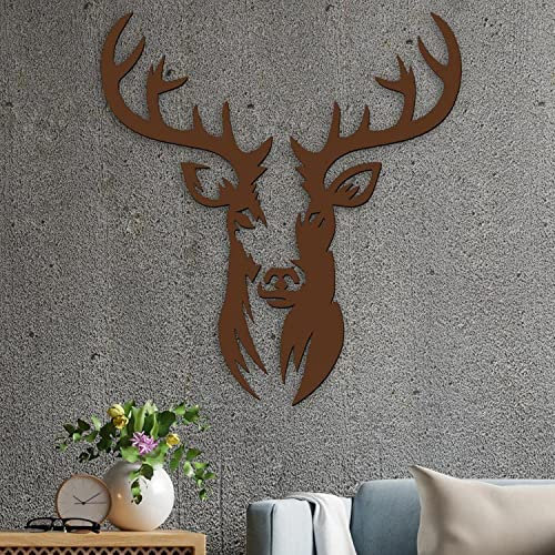 Namofactur® - Hirschkopf Wanddeko Holz Wand Deko Hirsch Dekoration Wandbild für Wohnzimmer Wohnung Moderne Wand-Tattoo 2 Teilig in 14 Farben erhältlich