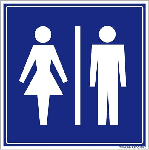 Signalétique.biz France - Panneau d' Information avec signalétique Toilettes, WC homme-femme - Plastique rigide 1,5 mm - dimensions : 250 x 250 mm