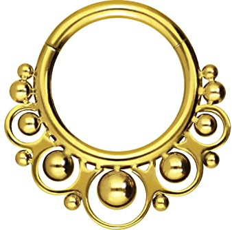 PIERCINGLINE Segmentring Clicker ORIENTALISCHES DESIGN Ohrpiercing Tragus Helix Conch Daith Septum Piercing Goldfarben