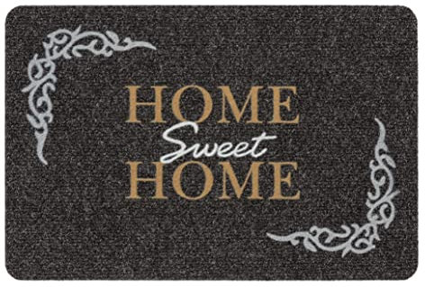 Astra Felpudo de Interior con Motivos - Se Adapta Debajo de la Puerta de Entrada - Felpudo Resistente Que atrapa la Suciedad - Felpudo Antideslizante - 40x60 cm Home Sweet Home Gris