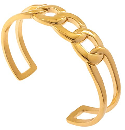 Jobo Damen-Armspange aus Edelstahl goldfarben 17 cm