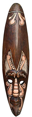 Wogeka - 50 cm Geist Wand-Maske - im Ethno Style Afrika aus Holz als Geschenk-Idee zu Weihnachten Geburtstag Dekoration - Handarbeit Schnitzerei von Bali Maske10 (Maske10a)