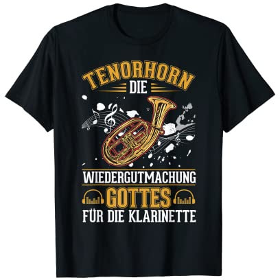 Tenor Horn Tenorhornist Tenorhornspieler Kleidung T-Shirt für Herren, Schwarz, Klein, Kurzarm, Klassisch, Mandarinkragen, Männer, Blasorchester, Tenorhornspieler, Tenorhornisten