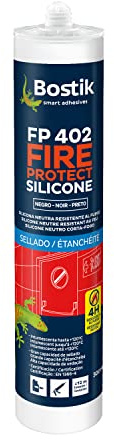 Bostik Sellador de silicona ignífugo FP 402 Fireseal Silicone - Uso Interior/Exterior - Aislamiento contra Humos y Gas - Hasta 4 Horas de Resistencia al Fuego - Gris hormigón - Cartucho de 310 ml