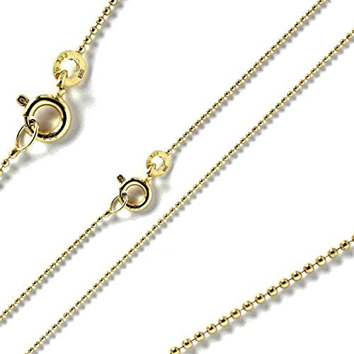 G & J Goldkette Kugelkette Massiv 333 8Karat1,00mm 38-60cm Gelbgold Halskette Collier für Damen Made in Germany (45cm)