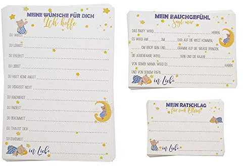 Feenstaub Baby-Shower Babyparty Spiel 30 Karten für Ratschläge Rate-Spiel als Erinnerung Bär