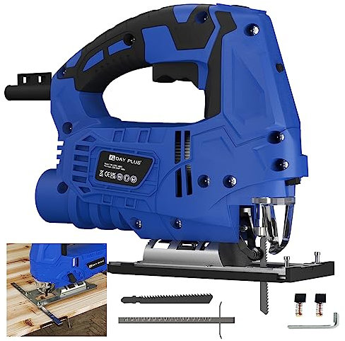 800W Electric Jigsaw Jig Saw Tool Wood Saw, 6 Speeds, Laser Guide, Cutting Capacity 100mm Wood, 10mm Metal, Max 45°Cutting Angle, Quick Tool Free Blade Change