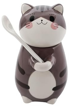 Espressotassen Katzen 300ml, Cappuccino Tassen Katze, Keramik Tasse Katze Geeignet für zu Hause, Büro, ist Eine Gute Geschenkwahl (Schwarz-Braun)