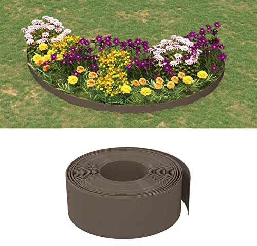 Rasenkante Braun 10 m 20 cm Polyethylen, CIADAZ Beetumrandungen, Beeteinfassung, Grabumrandung, Zaun Garten, Beetabgrenzung, Beetzaun