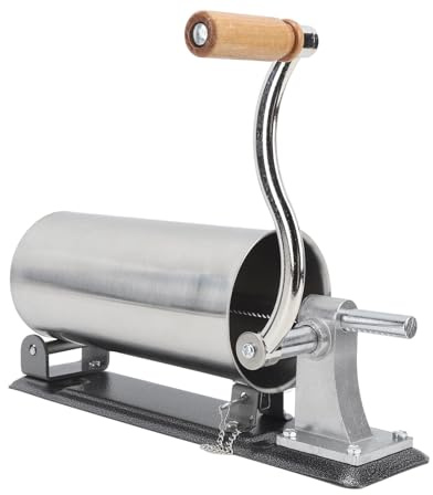 Ausla Manueller 3-Liter-Wurstfüller aus Edelstahl mit Stabiler Basis, Manueller Wurstfüller für den Heimgebrauch, Horizontale Füllmaschine für den Küchengebrauch