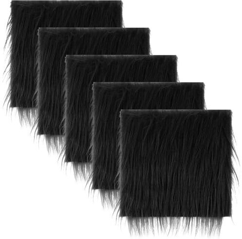 5 Stück Kunstfell Meterware Schwarz Pelzstoff 25 x 25 cm Kunstpelzstoff Quadratisch Zotteliger Pelz Stoffaufnäher Schwarz Pelz Handwerk Stuhlbezug Polsterun Kostüm Sew Gnome Weihnachtsschmuck