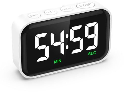 Ankilo Digitale Küchentimer Magnetisch,Eieruhr,Kurzzeitwecker,Einstellbare Lautstärke,LED Visuelle Timer,Lauter Alarm,Countdown Countup Timer für Kochen,Backen,Sport,Studieren Weiß