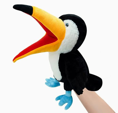 LOMTRATS Vogel-Handpuppen für Kinder, Kleinkinder, einschließlich Papageien, Pfauen usw. mit beweglichen offenen Mündern, perfekt zum Geschichtenerzählen,Geburtstagsgeschenke