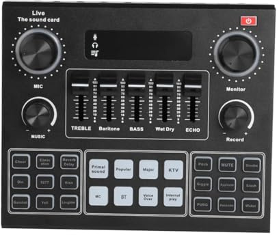 ifundom Portable Live Sound Card Audio Mixer for Phone Computer, Built-in Sound Effects, Dual Phone Support, Abs, for Live Streaming
