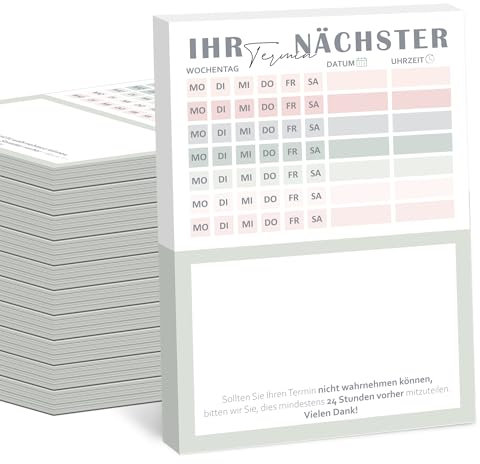 Cucoller Terminzettel Praxis | 12 x Terminblock | Terminblöcke je 50 Terminzettel | DIN-A7 Terminzettel 7 Termine pro Zettel für Ärzte, Heilpraktiker, Physio, Massage, Studios, Kosmetik