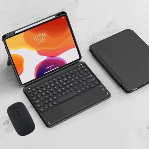 Funda con Teclado para iPad 10ª Generación 2022, Formato Vertical y Horizontal, Cubierta Trasera Transparente Desmontable con Español Teclado y Ratón para iPad 10ª Gen 10,9 Pulgadas, Negro