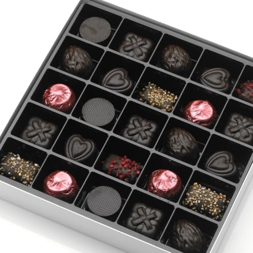 Pralinés belges de luxe vegan, assortiment classique, 25 pièces, 350 g. Qualité artisanale supérieure de Belgique. Franck et Olivier.