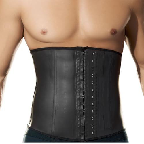 JPXJGT Hombre Fajas Reductoras Moldeadora Waist Trainer Corset Reductor Cinturón Abdomen Colombiana Corsé(Black,L)