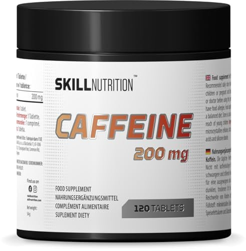 Skill Nutrition Caffeine 200 mg - 120 tabs | High-Potency Caffeine Capsules | Pure Energy for Any Occasion | Vegan-Friendly | No Additives