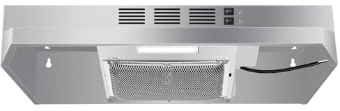 SNDOAS Under Cabinet Range Hood 24 inch,Ductless Range Hood Convertible Ducted, Kitchen Hood 24 inch,Stainless Range Hood with 2-speed Fan,Rocker Switch,Hard-wired Hood Vents for Kitchen