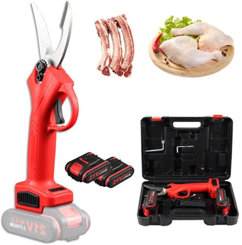 RSPPPJQ Ciseaux à os de Cuisine sans Fil, Ciseaux à volaille Professionnels, Ciseaux à os de Poulet, 2 Piles au Lithium 21 V, Ciseaux Alimentaires for Poulet, Viande, Poisson, Fruits de mer, légumes