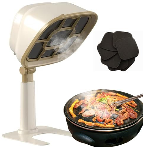 Desktop Cooker Hood with 10 Detachable Filter Cotton, Small Household Kitchen Exhaust Fan with Adjustable Angle Height, Portable USB Desk Range Hood for Indoor BBQ, Hot Pot, RV Kitchens