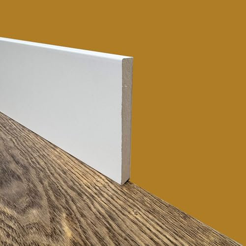 100ml di BATTISCOPA ZOCCOLINO SQUADRATO in FIBRA DI LEGNO COMPATTA 120X12 BIANCO