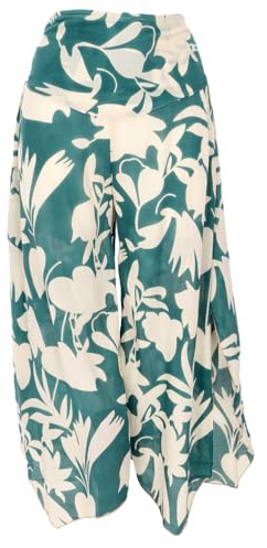 GURU SHOP Palazzobyxor, vida boho-sommarbyxor, vida byxkjol – rostorange dam, dam, Grön/elfenben, 36