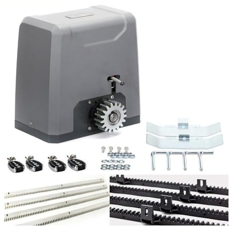TIEOAXFT 1500KG 3200LBS Intensive Use 4 REMOTE CONTROL AUTOMATIC SLIDING GATE OPENER Motor Operator With 3m,4m,5m,6mracks(5m nylon rack kit)