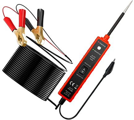 SHINEOFI Comprobador de Circuitos Eléctricos Automotriz Prueba de Mantenimiento del Automóvil Comprobador de Polaridad con Luz de Prueba Herramienta Eléctrica Automotriz 1 Unidad Cable 5 M