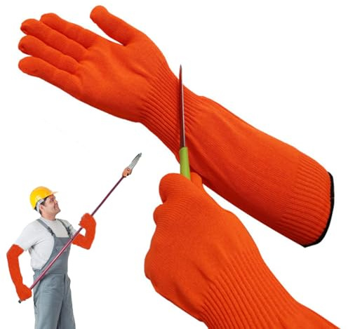 BFSYRR Guard Gloves Gardening, Level 5 Cut Resistant Gloves, Long Gardening Glove for Men and Women, Garden Glove Thorn Proof, Orange for Kitchen Woodworking and Garden Use(45cm)