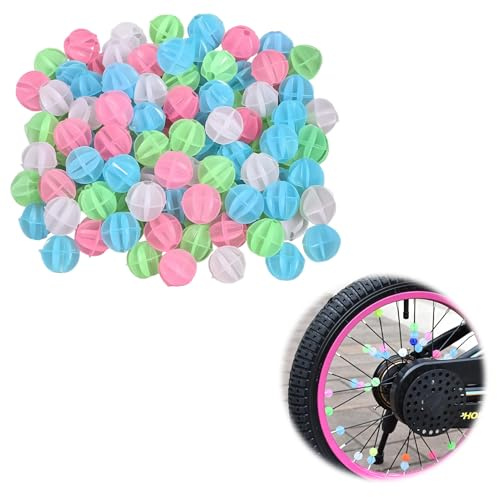 DmDoyy 144 Stück Speichenklicker, Bunten Fahrradspeichen Fahrrad Zubehör Kinder,Fahrradspeichen Deko,Speichenreflektoren Kinder Fahrrad Zubehör Reflektierende Speichenperlen, Im Dunkeln Leuchtend