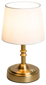 GEYUEYA Home Tischlampe Kabellos Akku Warmweiß (Golden) | 4000mAh Batterie, 3 Helligkeitsstufen, Touch Control Mit Netzadapter, Ladekabel