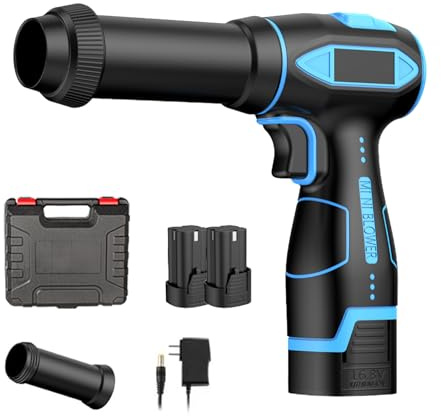 Elektrische Air Duster, 13000 RPM Super Power Cordless Air Duster mit 1/2 1500mah Batterie, LCD-Anzeige, 3-Gang einstellbare Mini-Gebläse für PC, Elektronik, Sofa, Auto (1500mah Akku*2)